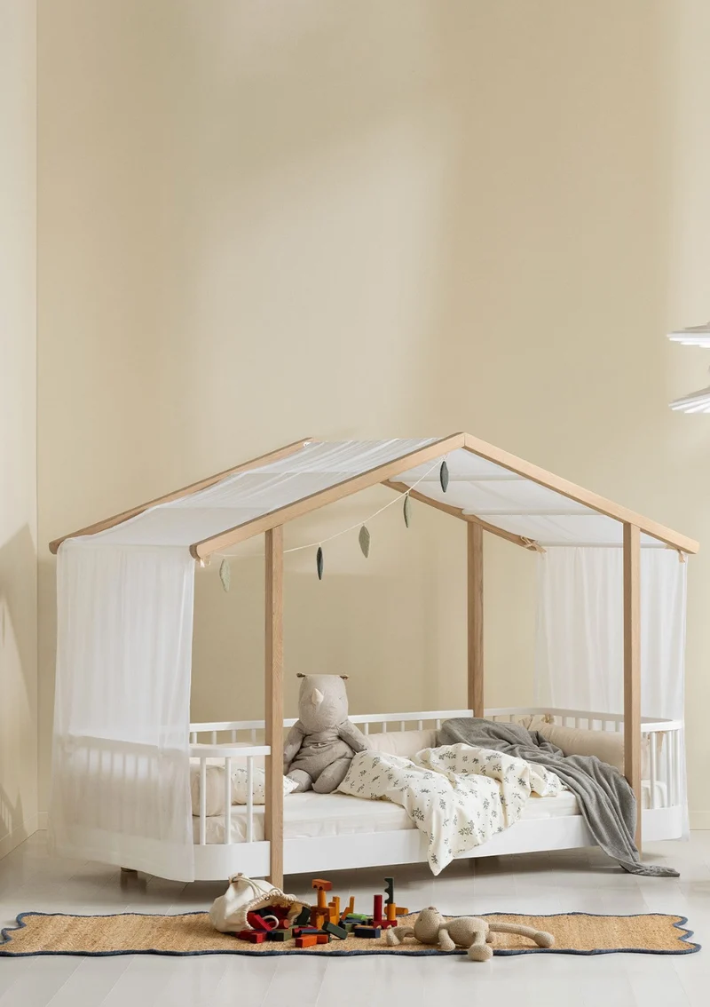 Hausbett 'Wood Original' Weiß / Eiche 200 x 90 cm