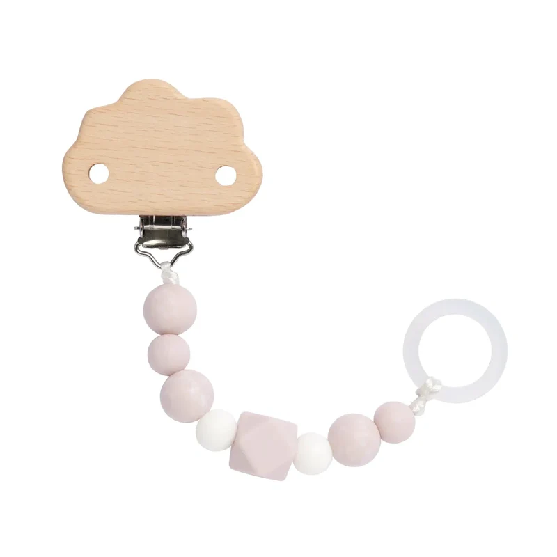 Rosa Schnullerkette "Little Universe" aus Holz und Silikon von Lässig