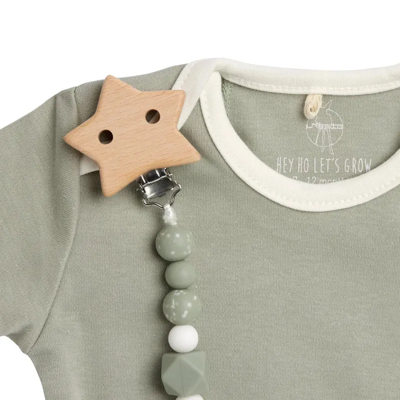 Mintgrüne Schnullerkette "Little Universe" aus Holz und Silikon von Lässig