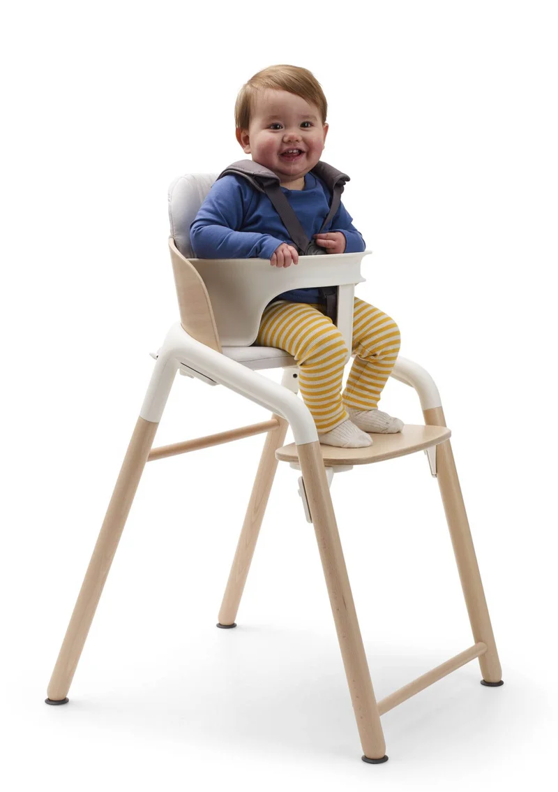 Komplettes Hochstuhl-Set 'Giraffe' neutrales Holz / Weiß