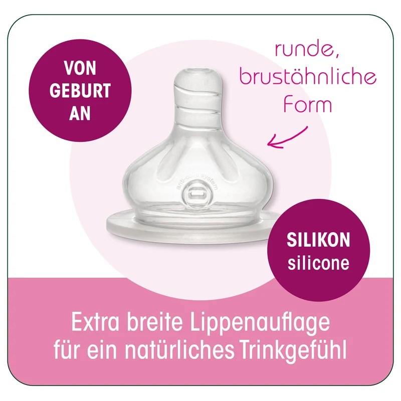NIP Weithals Trinkssauger Silikon Cherry Rund