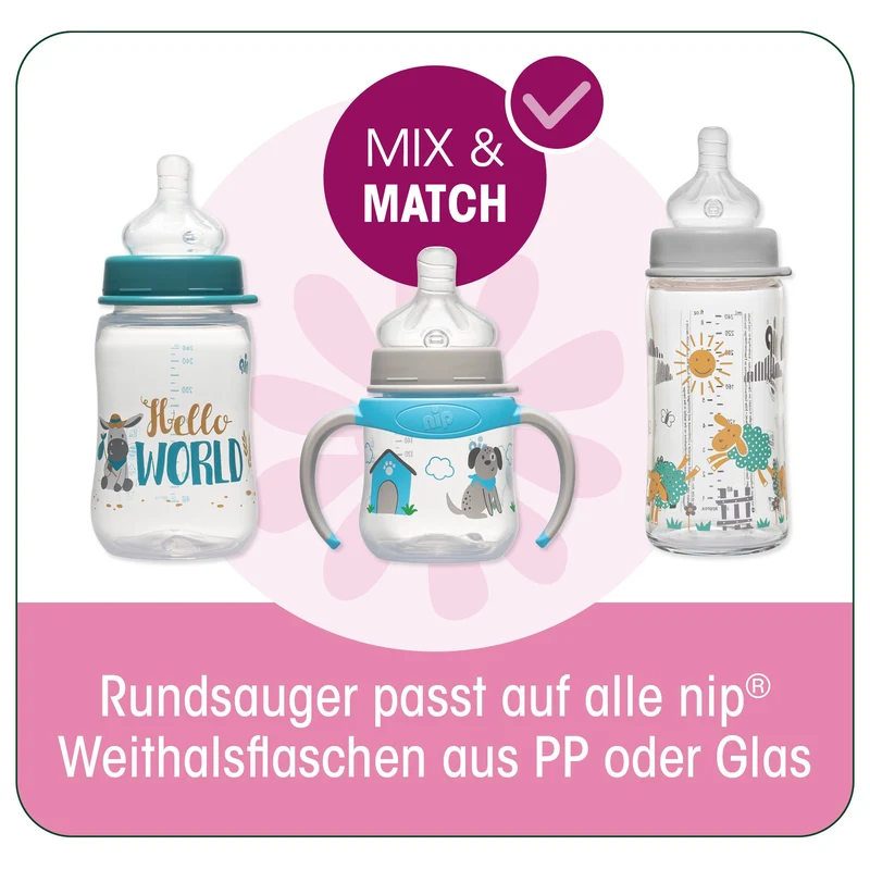 NIP Weithals Trinkssauger Silikon Cherry Rund