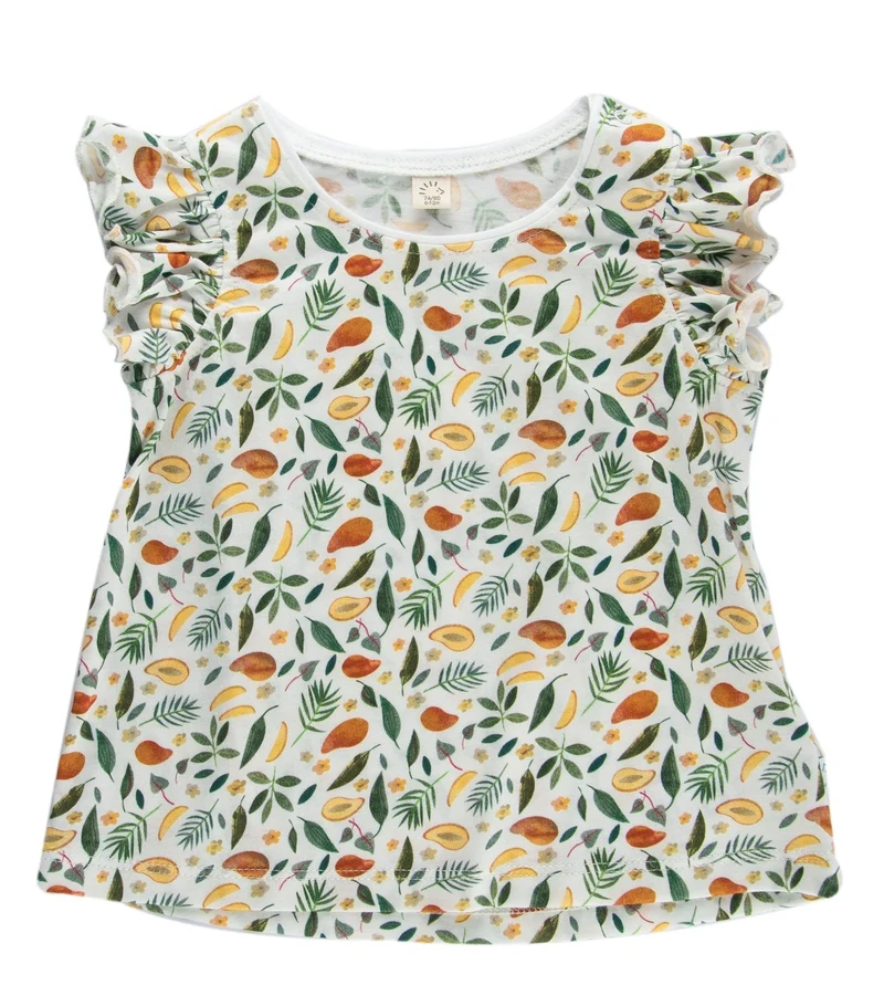 Iobio Sommer Mädchen Rüschen T-Shirt Single Jersey Mango Allover