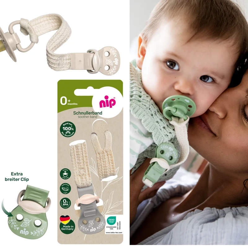 Nip Schnullerband Textil für Schnuller mit Ring