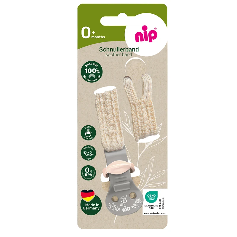Nip Schnullerband Textil für Schnuller mit Ring
