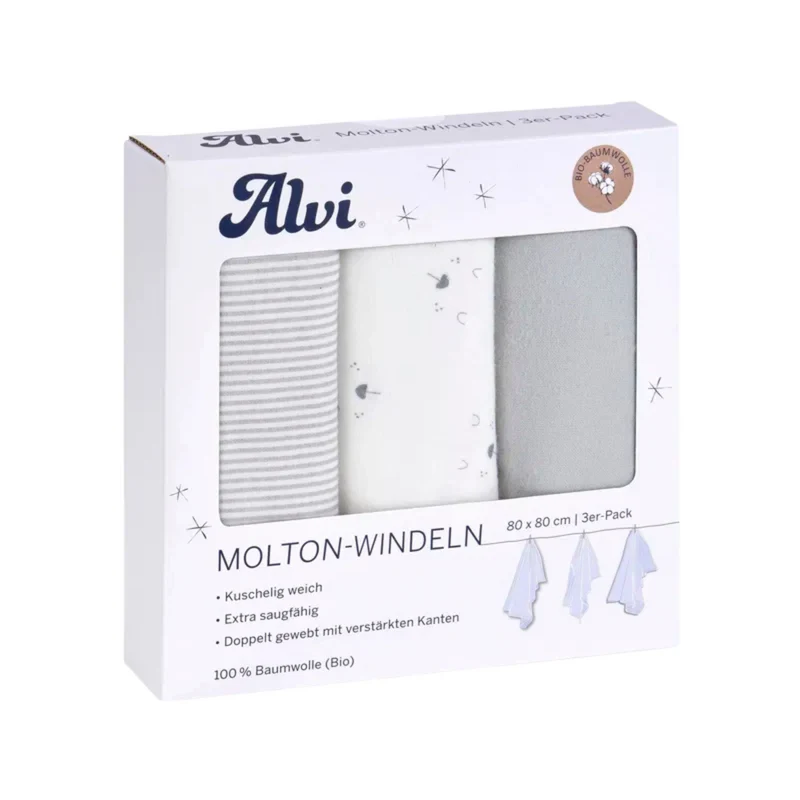 ALVI Molton-Windeln 3er Pack 80x80