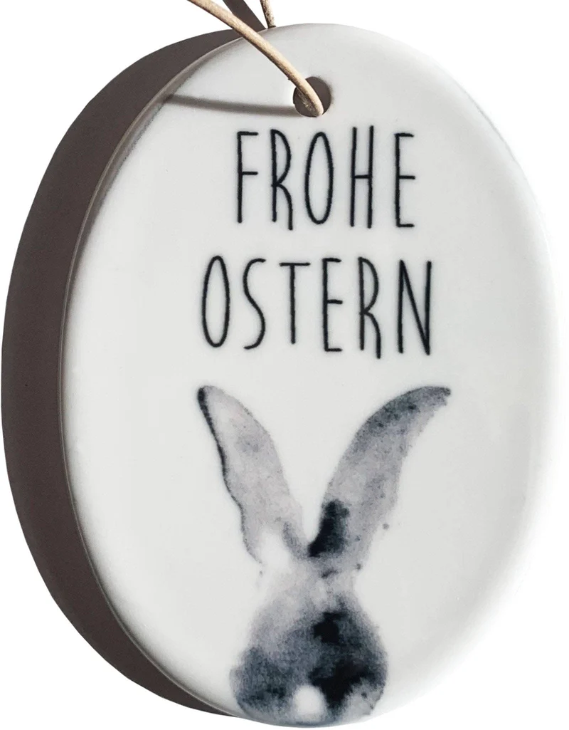 Ei-Anhänger "Frohe Ostern" aus Keramik von coopz
