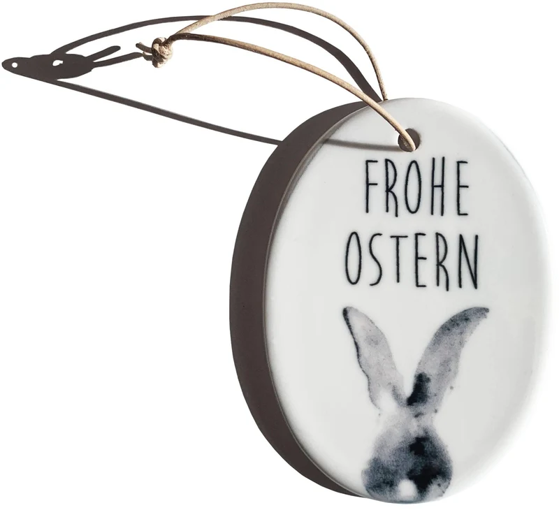 Ei-Anhänger "Frohe Ostern" aus Keramik von coopz