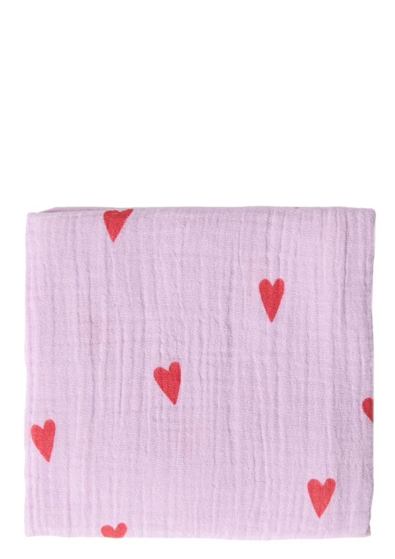 Musselin Mulltuch 'Swaddle Print Medium' Purple Hearts 70 x 70 cm