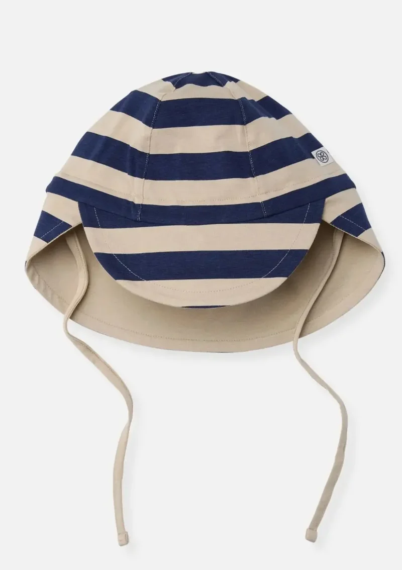 Wendbarer Sonnenhut UPF 50+ Navy Stripe/Sandy Beach