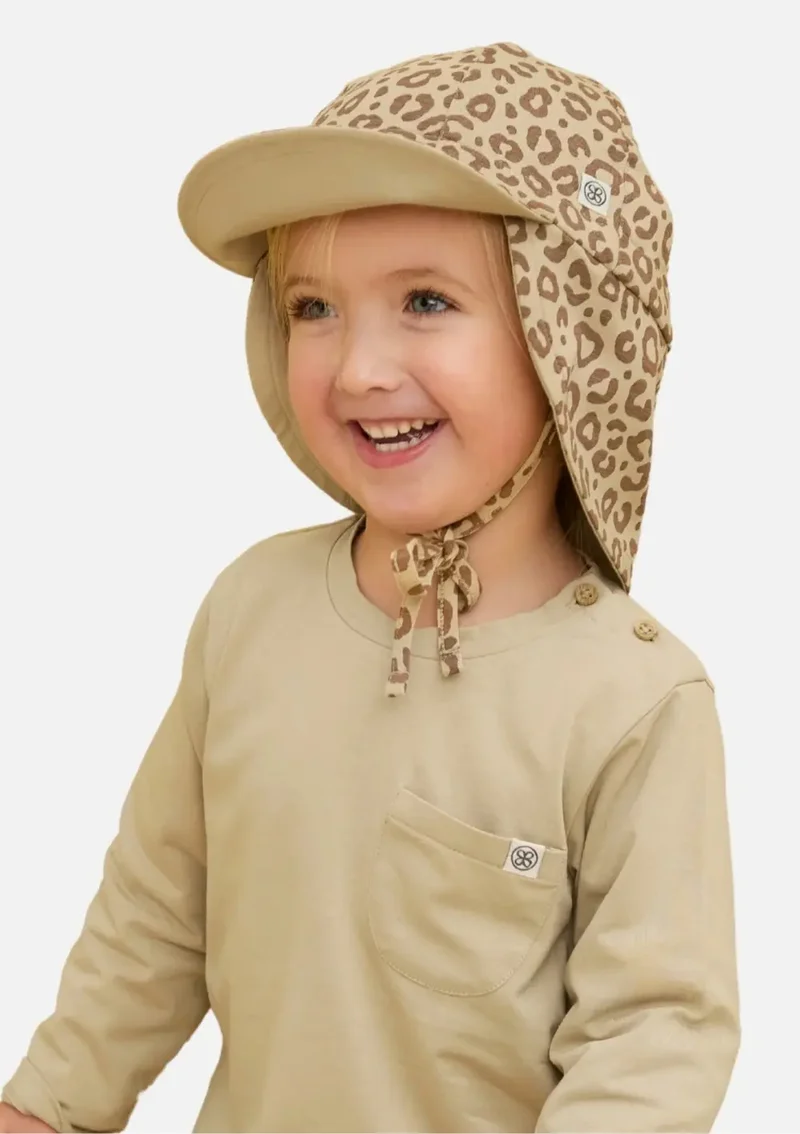 Wendbarer Sonnenhut UPF 50+ Leopard Brown/Sandy Beach