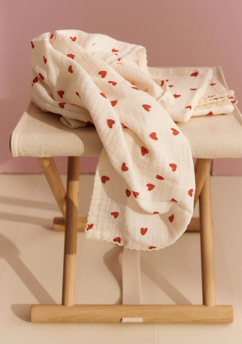 3er Pack Musselin Mulltücher 'Mio' Little Love 65 x 65 cm