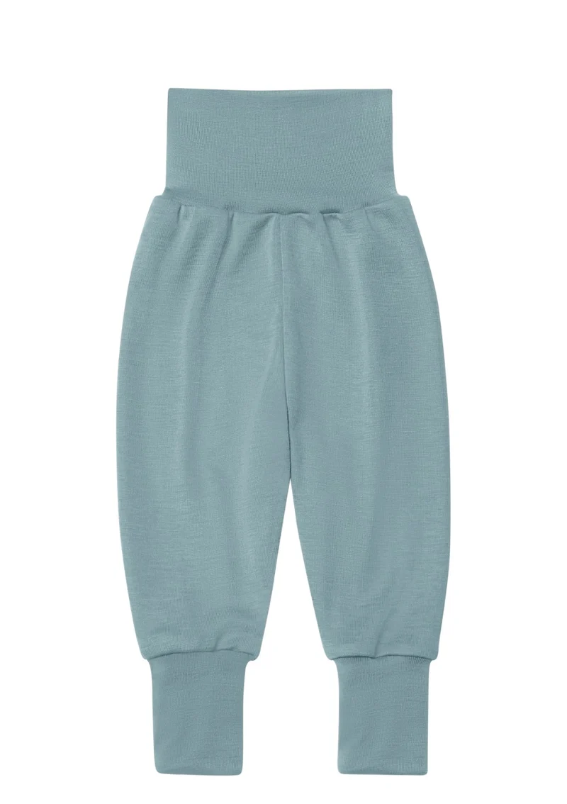 Wolle/Seide Baby-Hose mit Nabelbund Bergblau