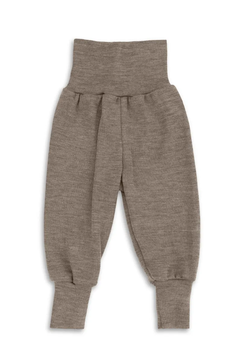 Wolle/Seide Baby-Hose mit Nabelbund Walnuss