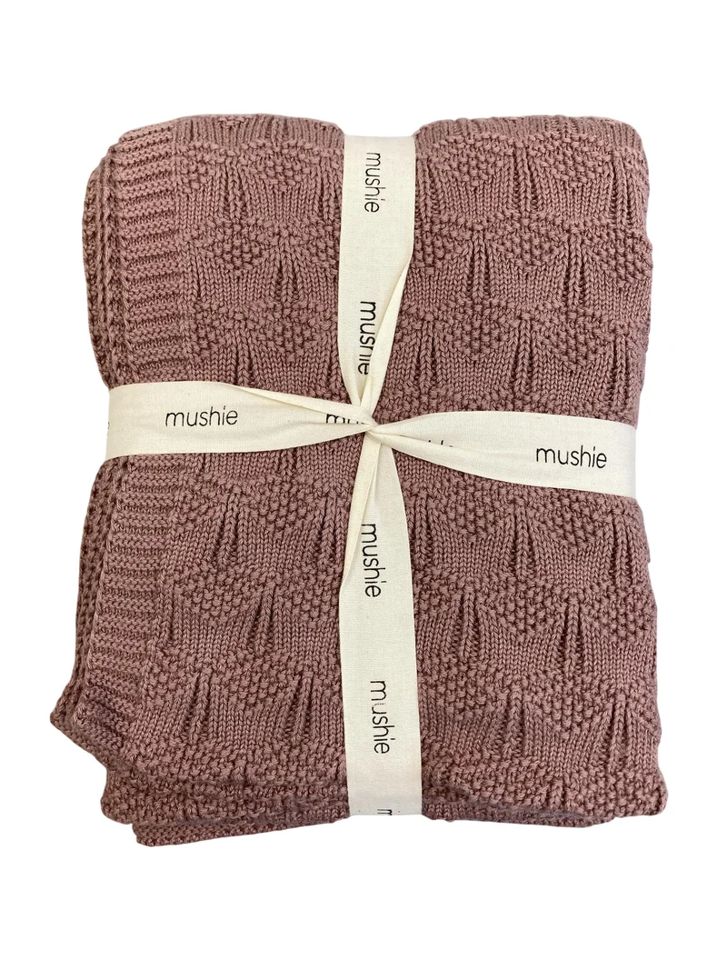 Mushie Gestrickte Babydecke mit Wabenmuster