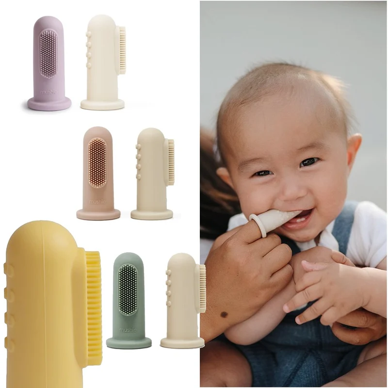 mushie Zahnpflege Fingerling 2er Set Silikon