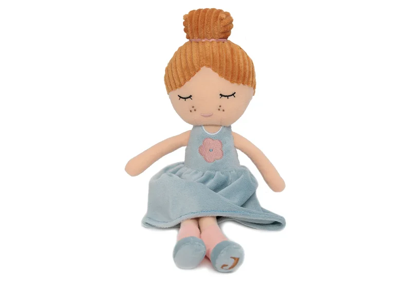Kuschelige Stoffpuppe "Rose" von Jollein mit blauem Kleid