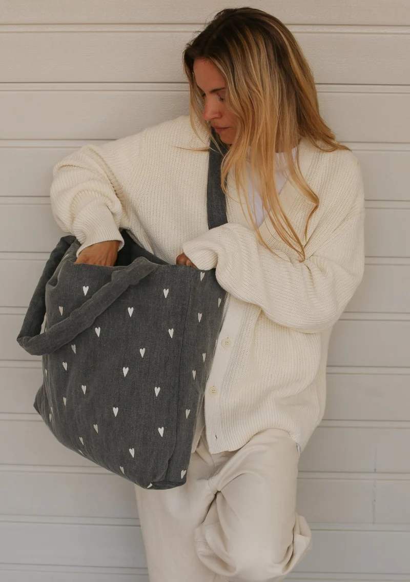 Tasche 'Grey Denim Mom-Bag' Hearts