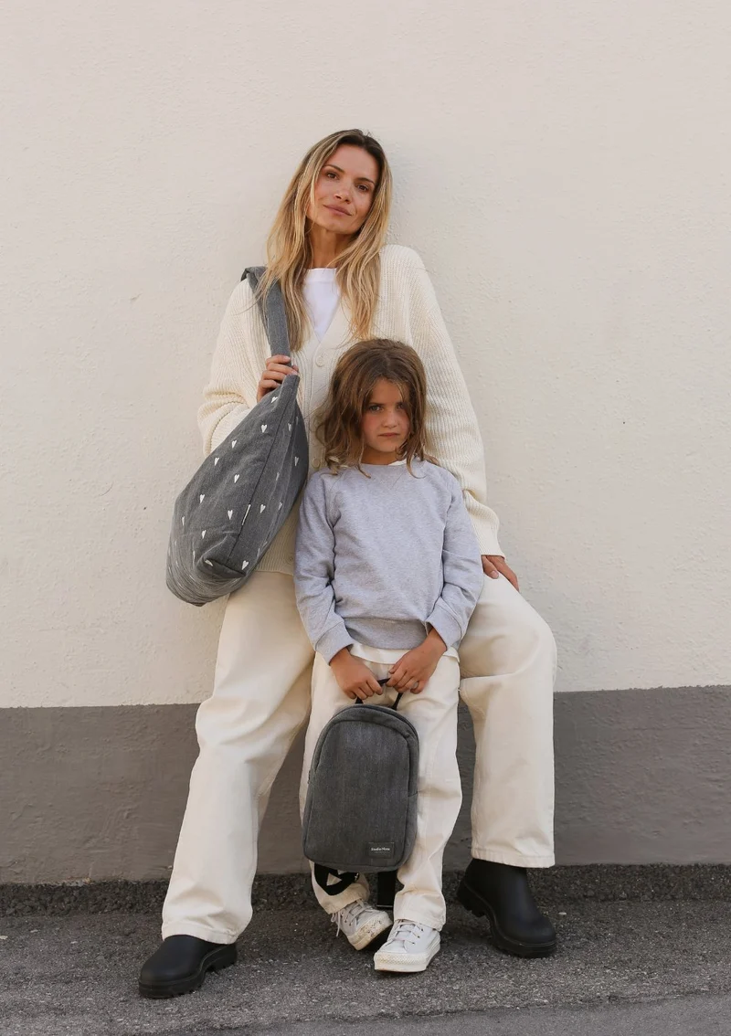 Tasche 'Grey Denim Mom-Bag' Hearts