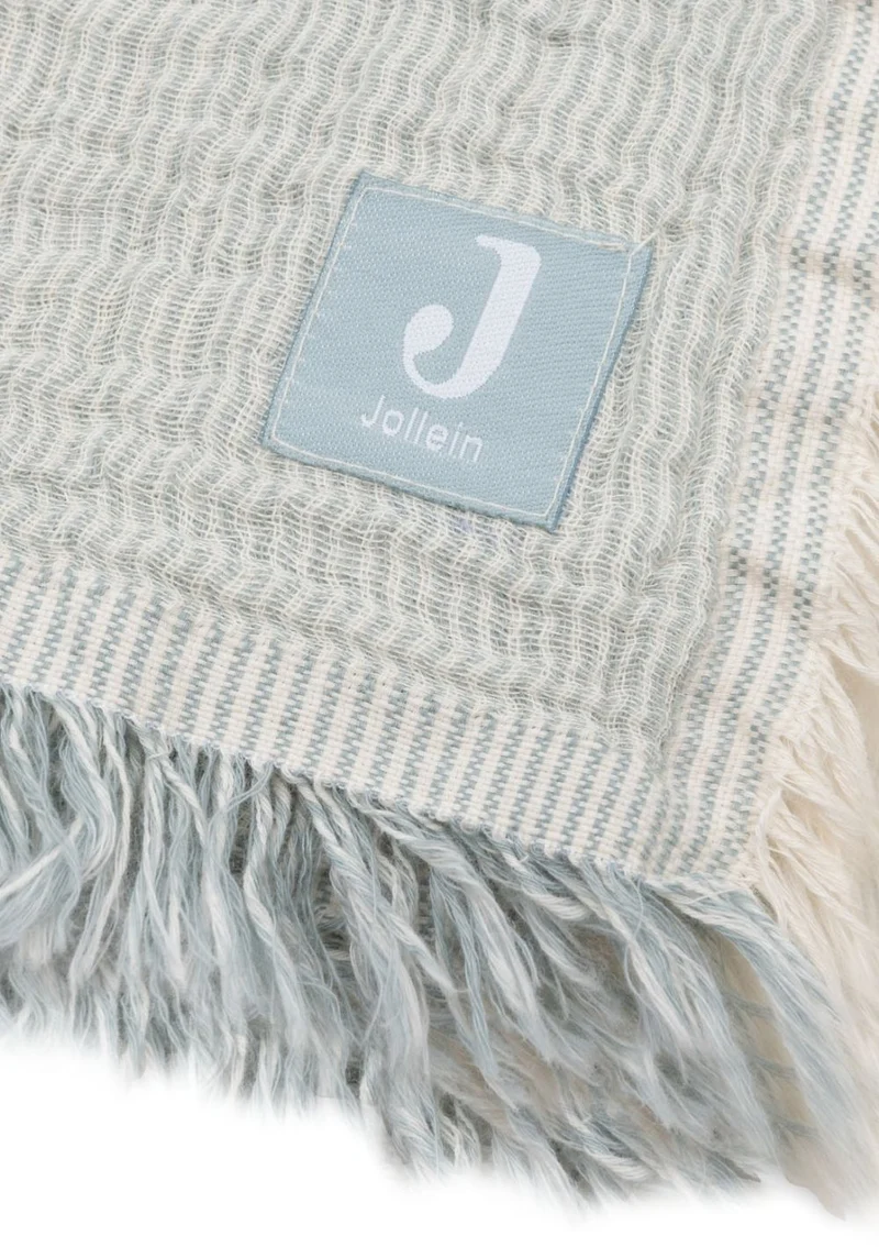 Musselin Decke 'Fringe Stripe' Sea Green 120 x 120 cm