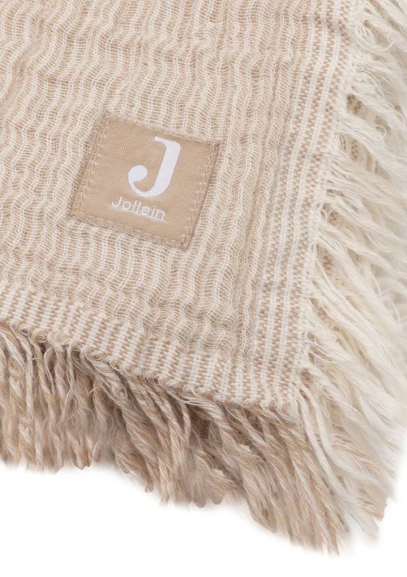 Musselin Decke Wiege 'Fringe Stripe' Biscuit 100 x 75 cm