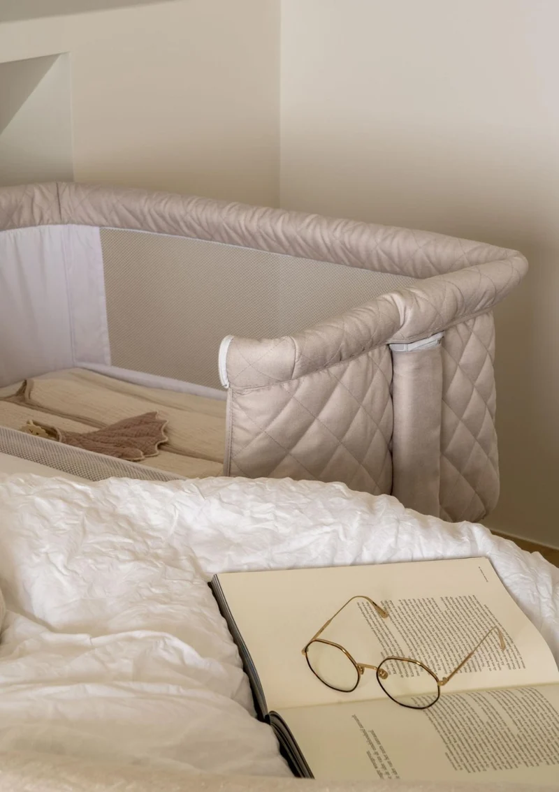 Beistellbett 'Side by Side' Natural Quilted Clay 84 x 50 cm
