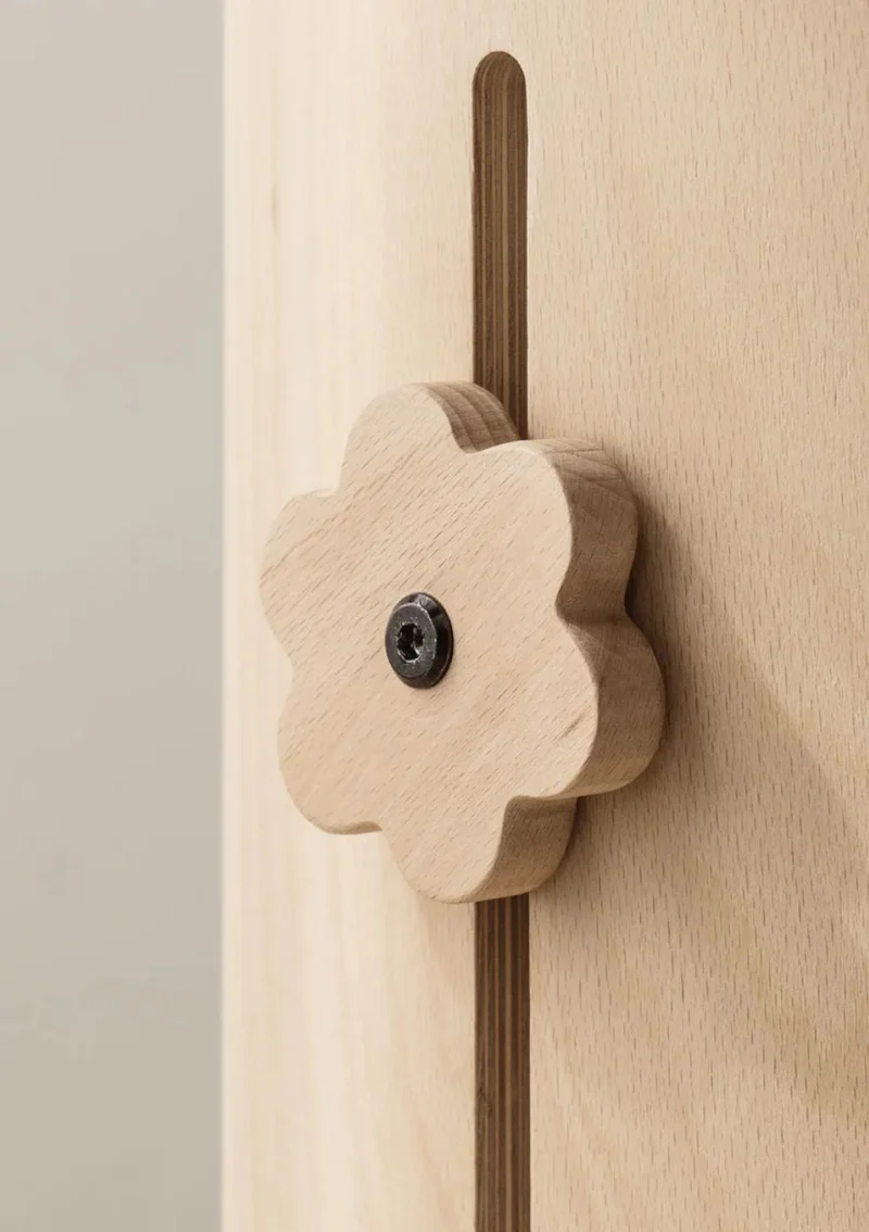 4er-Set Buchenknäufe 'Blume' für das 4-in-1 Babybett
