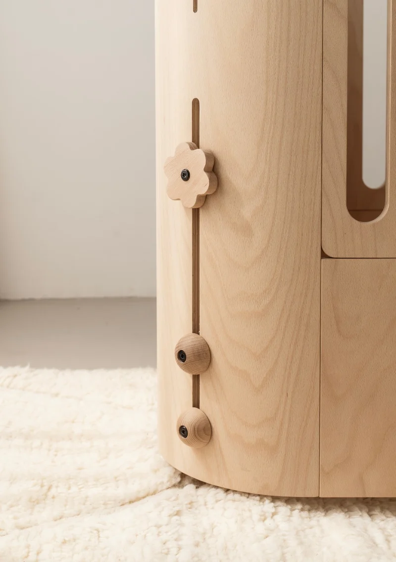 4er-Set Buchenknäufe 'Blume' für das 4-in-1 Babybett