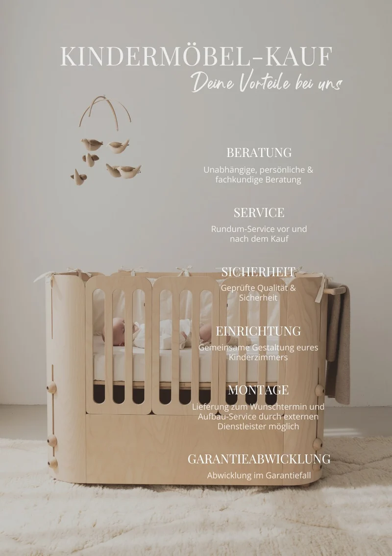 4er-Set Buchenknäufe 'Blume' für das 4-in-1 Babybett