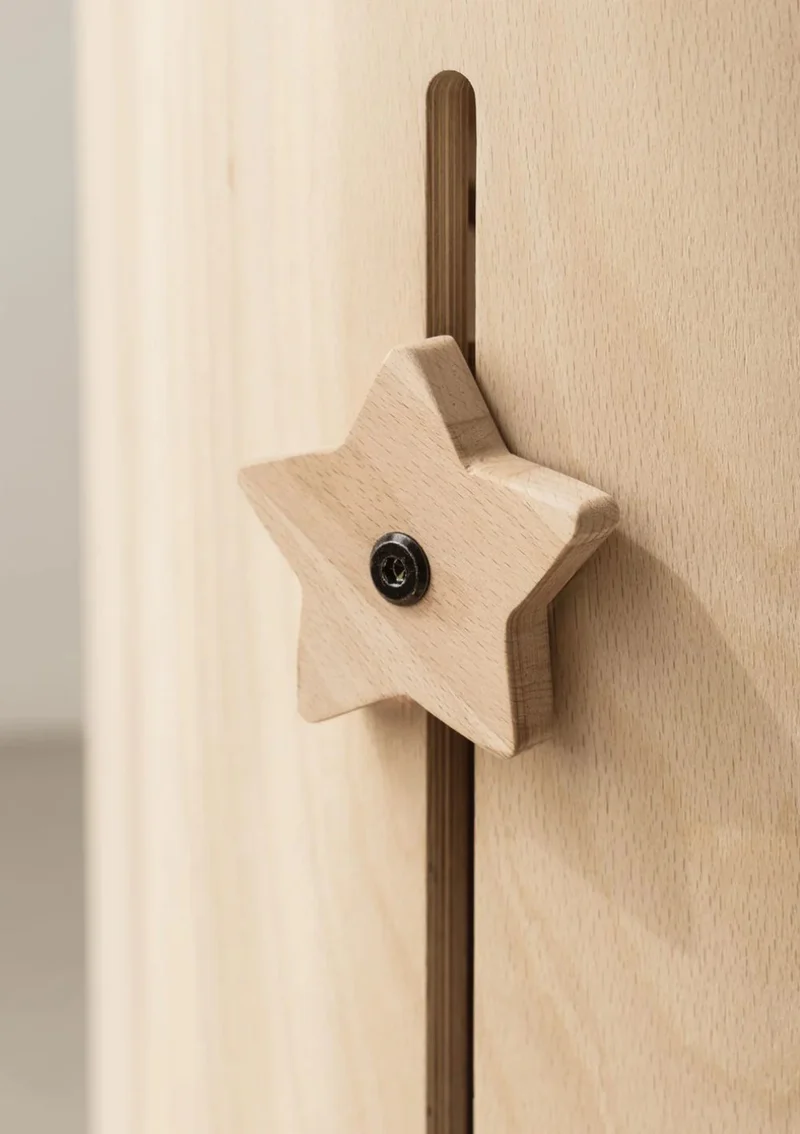 4er-Set Buchenknäufe 'Stern' für das 4-in-1 Babybett