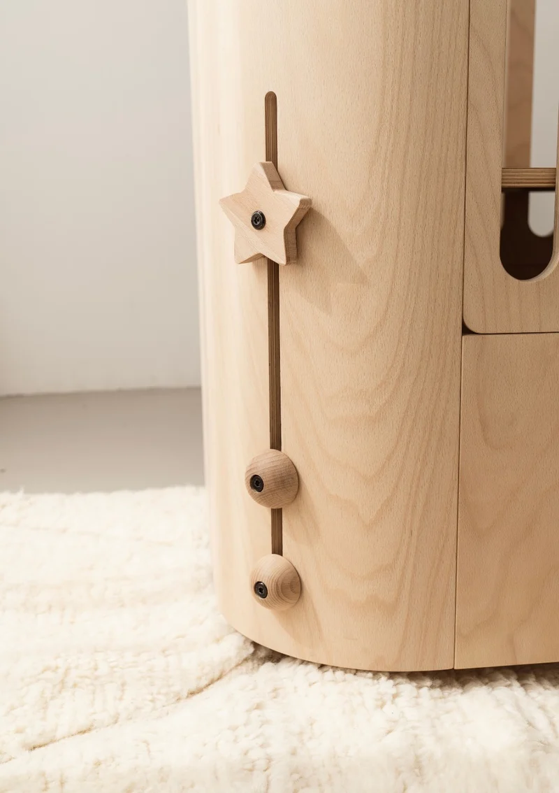 4er-Set Buchenknäufe 'Stern' für das 4-in-1 Babybett