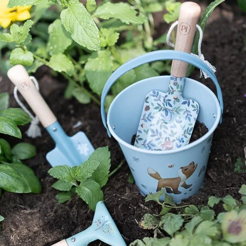 Blauer Little Dutch Garteneimer "Forest Friends" aus Metall
