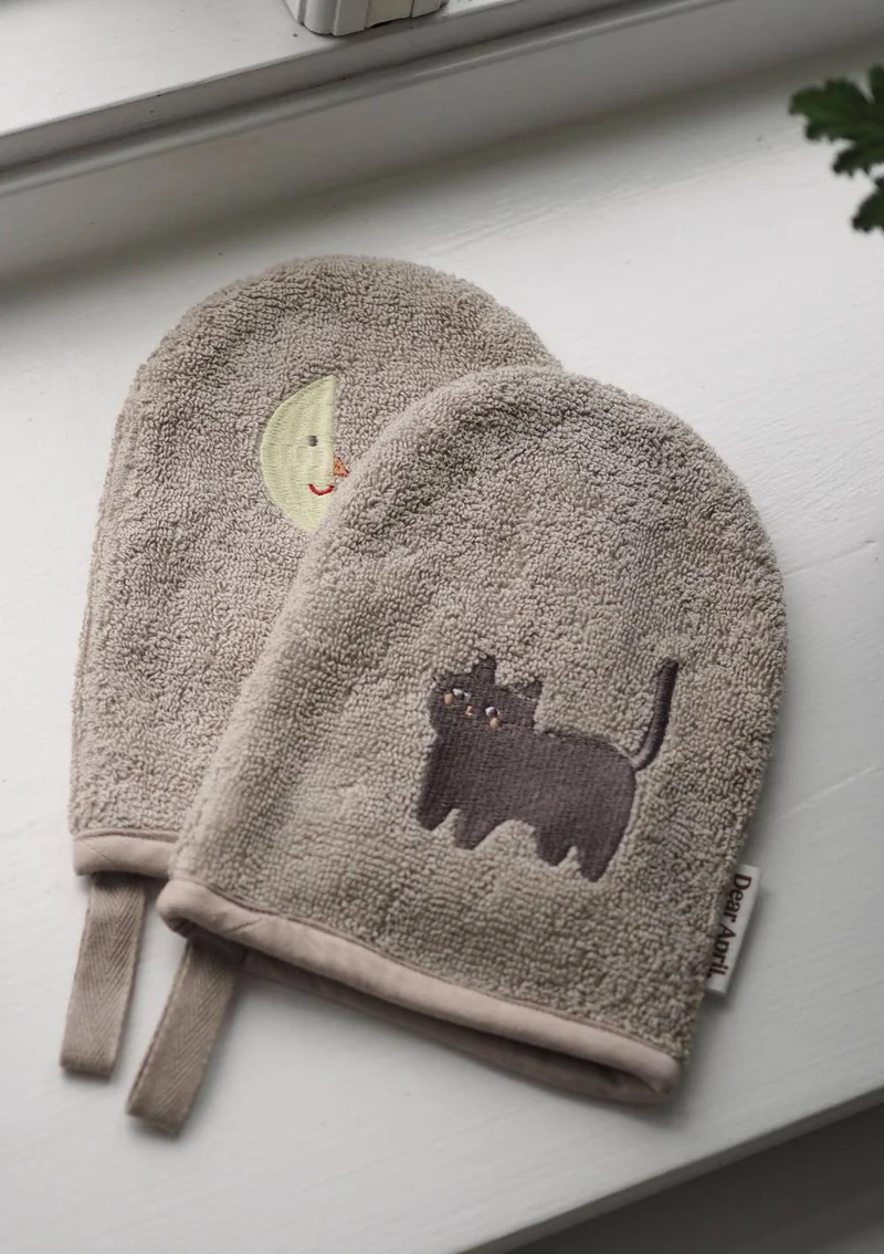 2er-Set Waschlappen 'Paw' Moon Cat