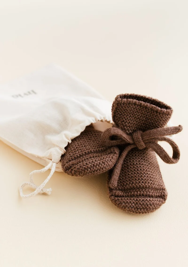 Merino Baby Booties Mocha