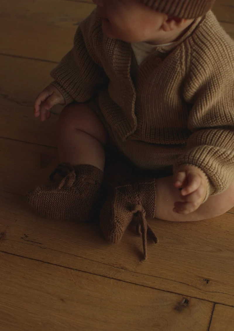 Merino Baby Booties Mocha