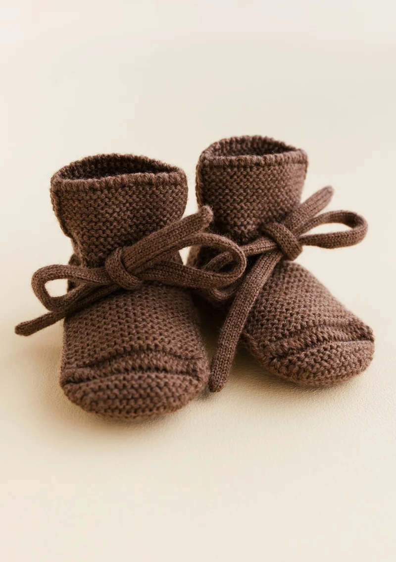 Merino Baby Booties Mocha