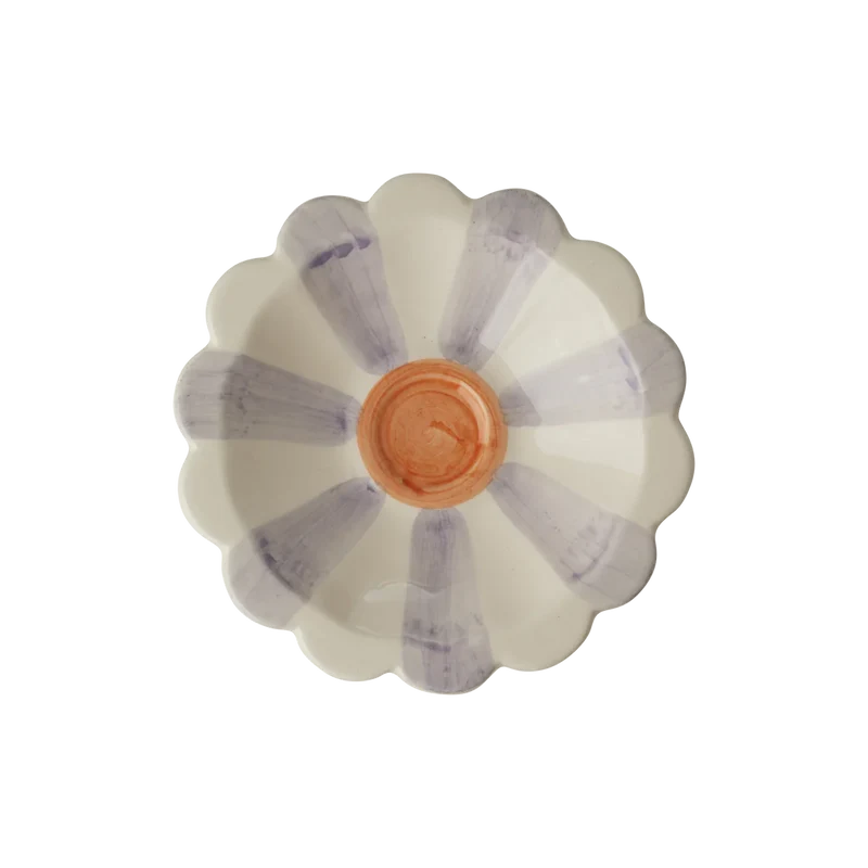 Kleine Keramikschale in Lila/Lavendel in Blütenform, handbemalt