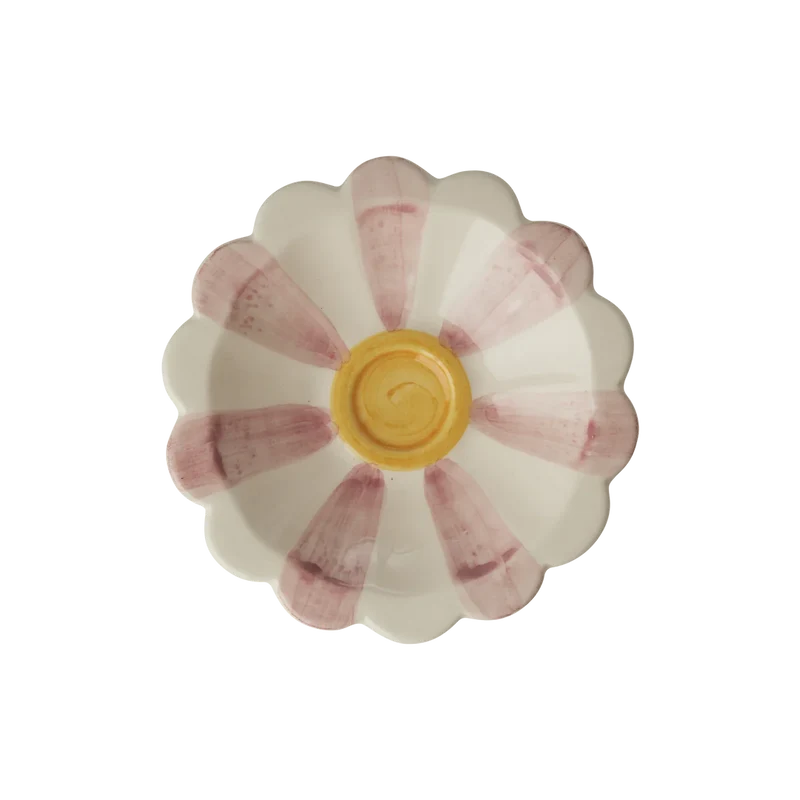 Kleine Keramikschale in rosa in Blütenform, handbemalt