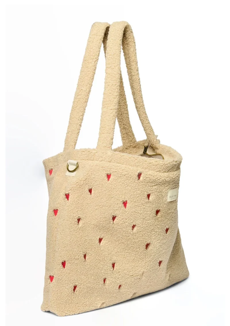 Wickeltasche 'Teddy Diaper Bag' Ecru Hearts