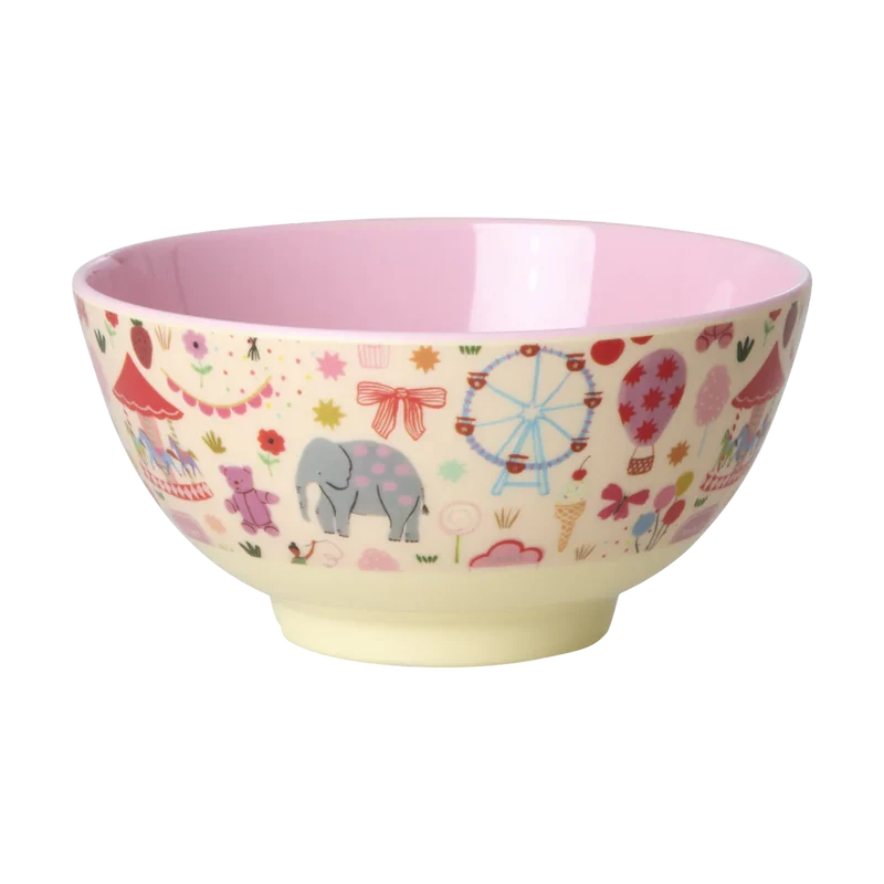 Rosa Schüssel "Fun Fair" mit Zirkus-Motiv von Rice - perfekt für Müsli und Mehr