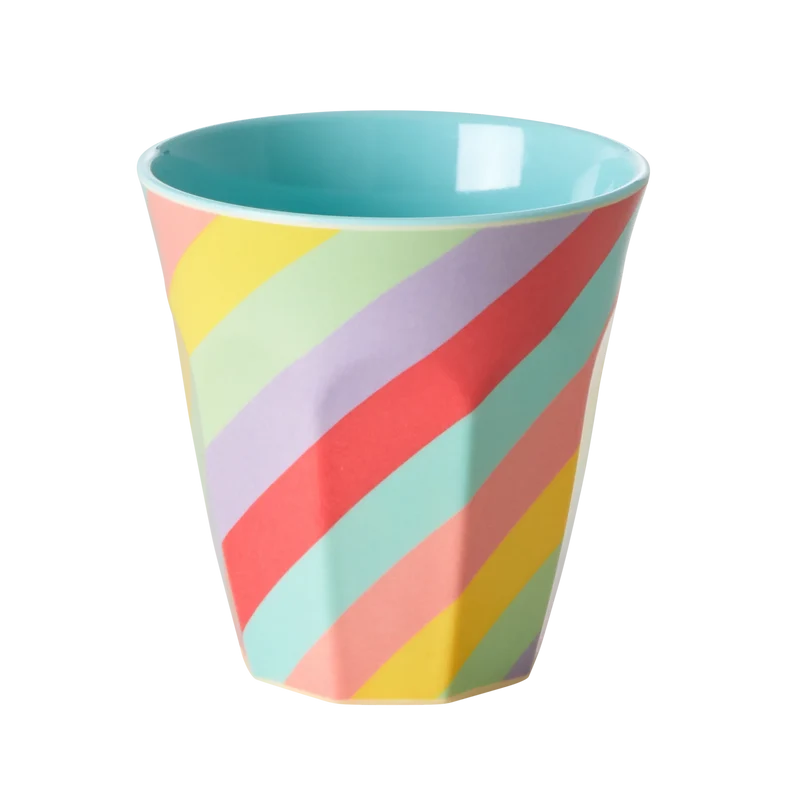 Bunter Becher "Regenbogenstreifen", Medium