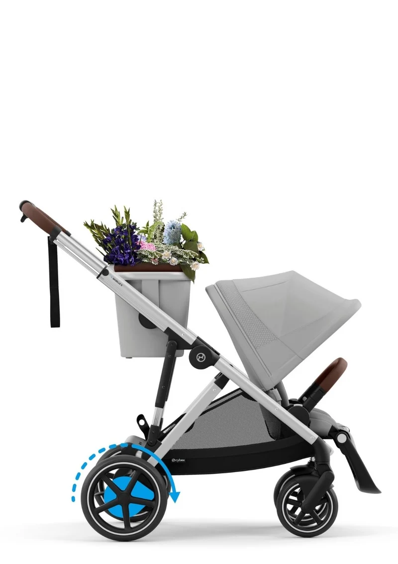 Kinderwagen 'e-Gazelle S' Stone Grey / Silver Frame