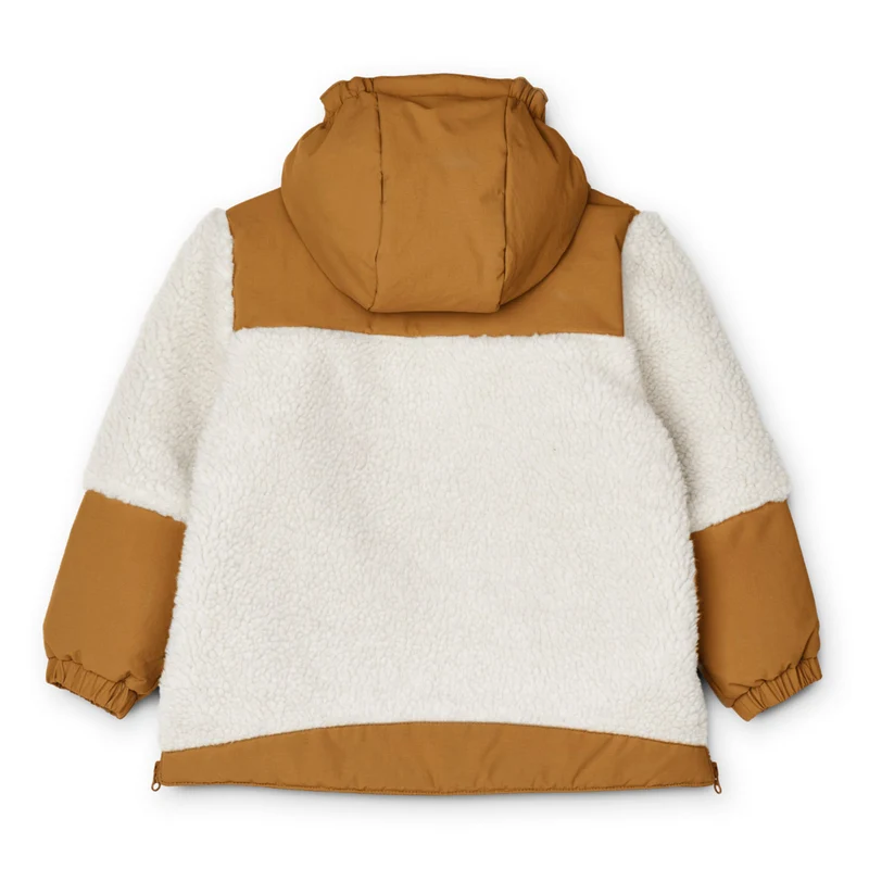 Kuschelige Winterjacke in senfgelb mit Kapuze für Kinder von 1-6 Jahren