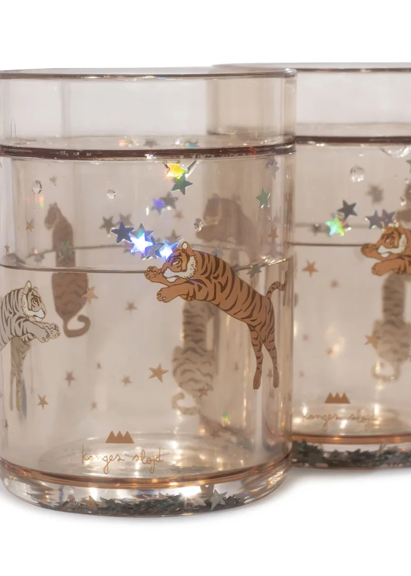 Glitzerbecher "Roar" mit Tiger-Motiv von Konges Slojd, einzeln