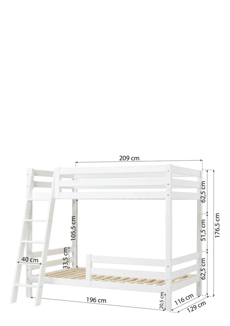 'ECO Luxury' Hohes Etagenbett weiß 200 x 120 cm