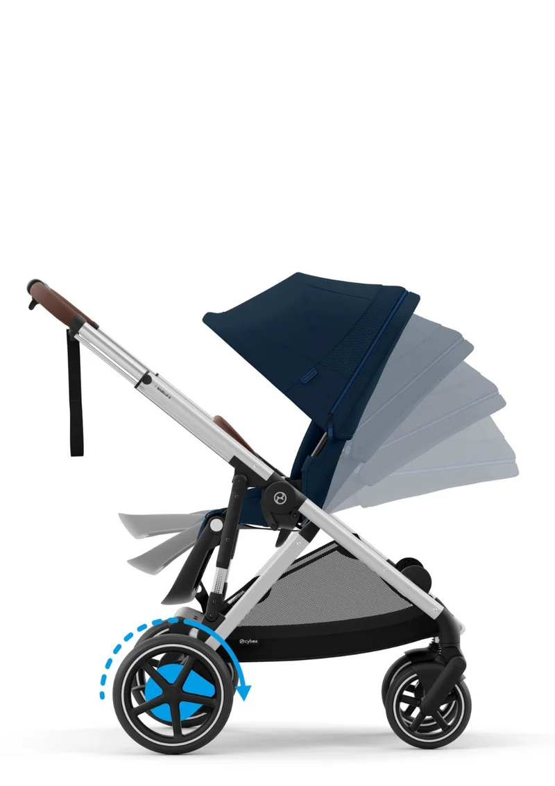 Kinderwagen 'e-Gazelle S' Ocean Blue / Silver Frame