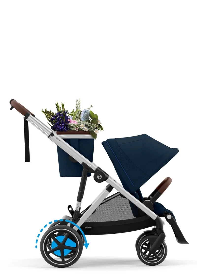 Kinderwagen 'e-Gazelle S' Ocean Blue / Silver Frame