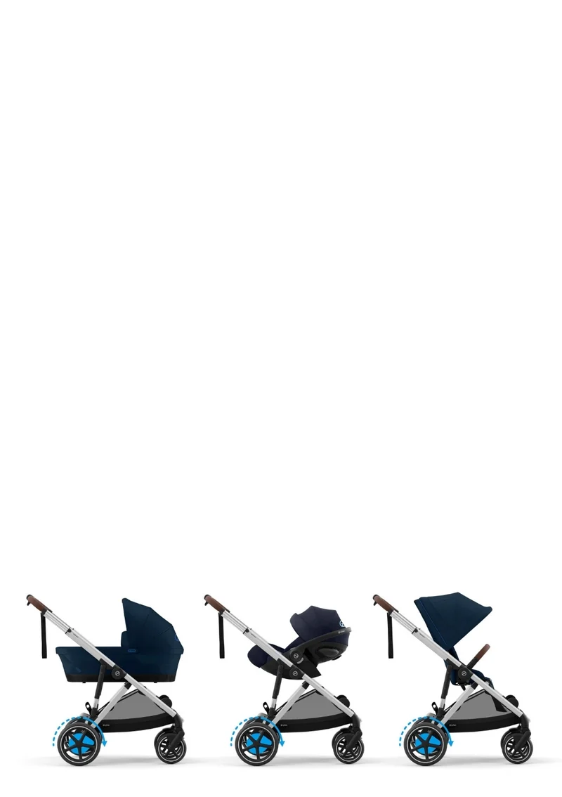 Kinderwagen 'e-Gazelle S' Ocean Blue / Silver Frame