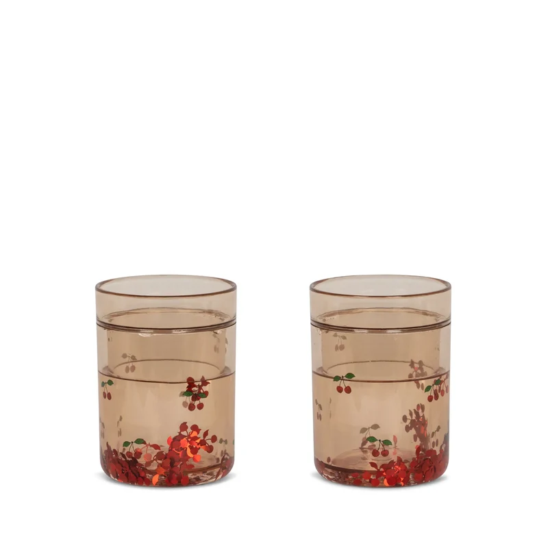Glitzerbecher "Cherry" mit Kirschmuster von Konges Slojd, einzeln