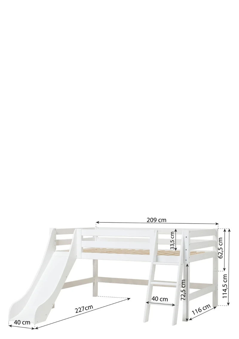 'ECO Luxury' Spielbett mit Rutsche weiß 200 x 120 cm